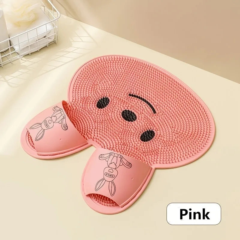 Pink bunny scrub mat