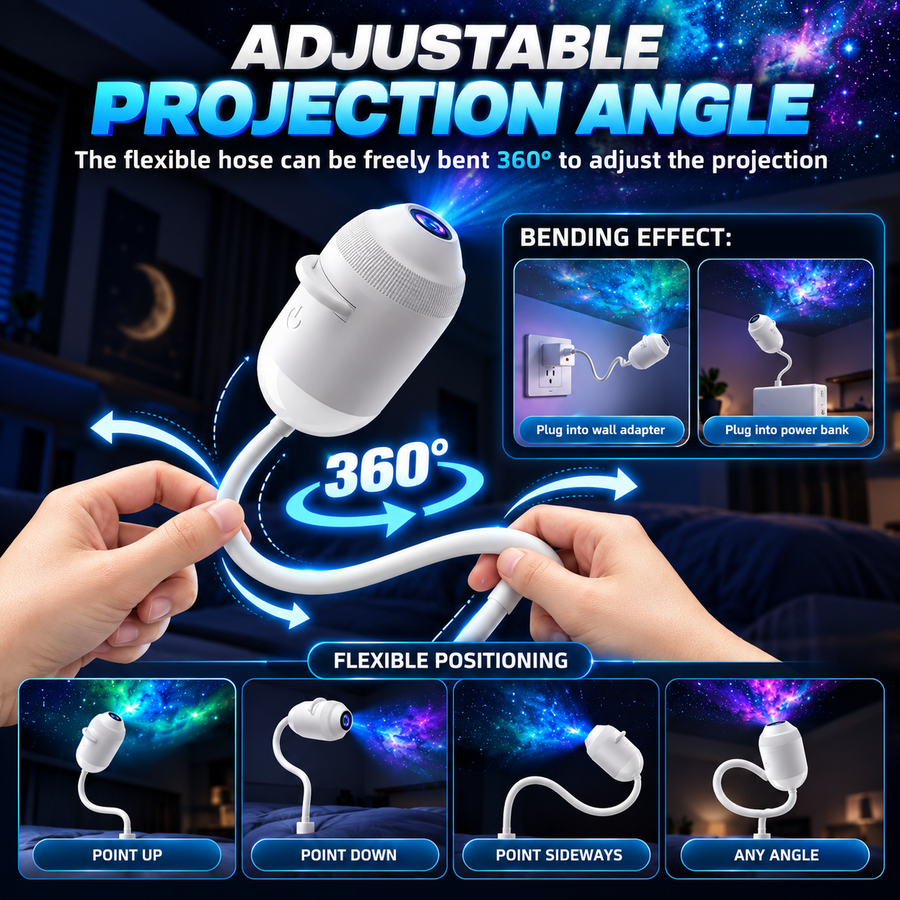 Adjustable 360 degree projection angle of the galaxy projector